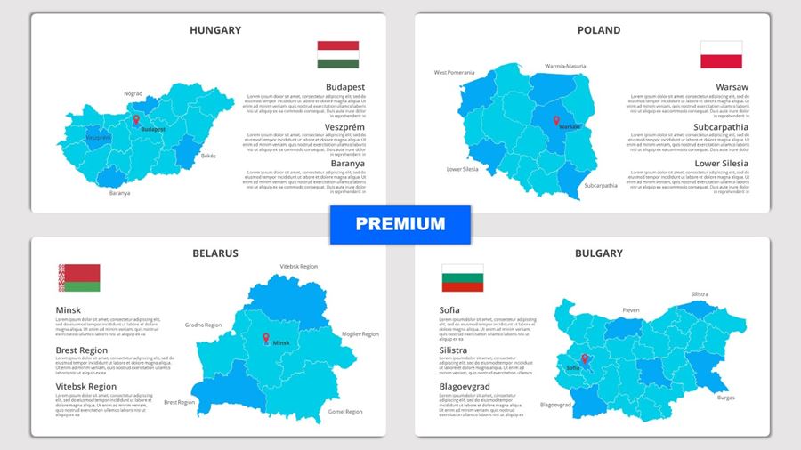 Slides Mapas Países da Europa Premium - Slide Box