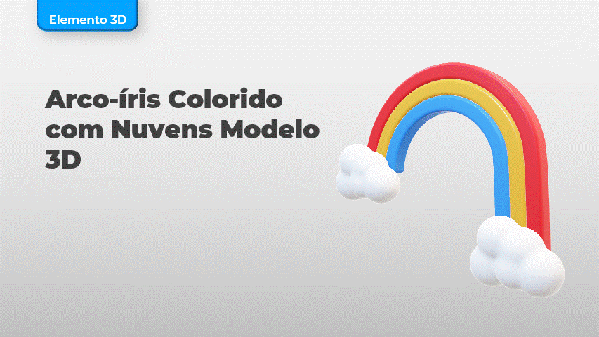 Arco-íris Colorido com Nuvens Modelo 3D