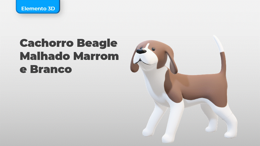 Cachorro beagle marron e branco 3D