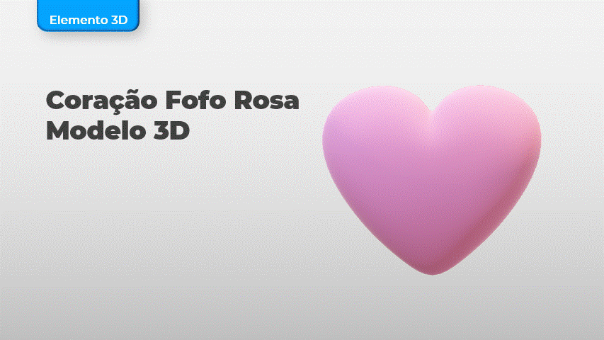 Coração Fofo Rosa Modelo 3D