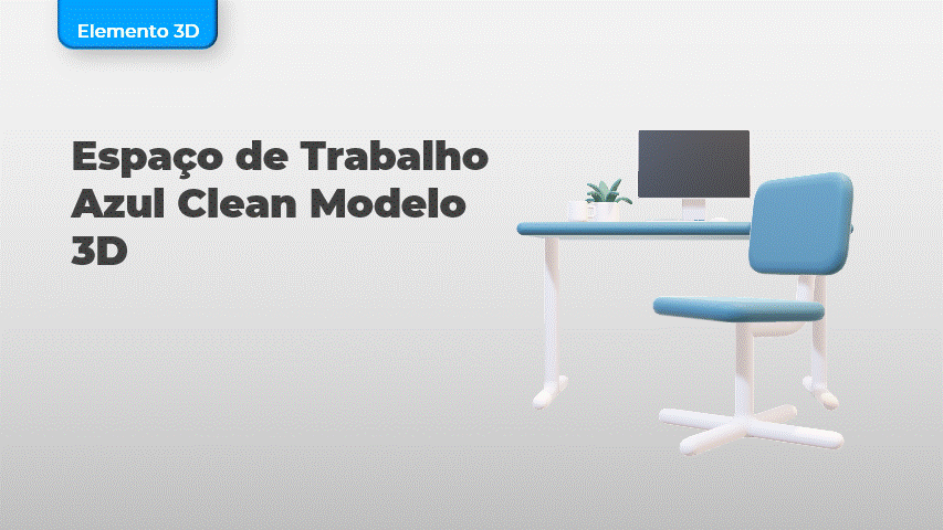 Espaço de Trabalho Azul Clean Modelo 3D