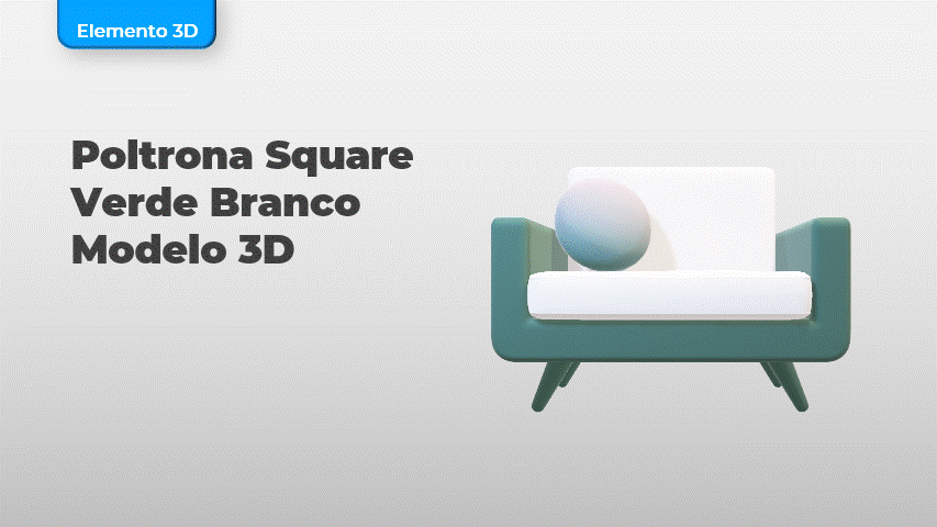 Poltrona Square Verde Branco Modelo 3D